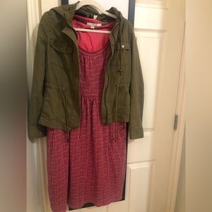 *Gently Used* Boden Pink and Gray Dress with Hatch Print and Pockets - Size 12